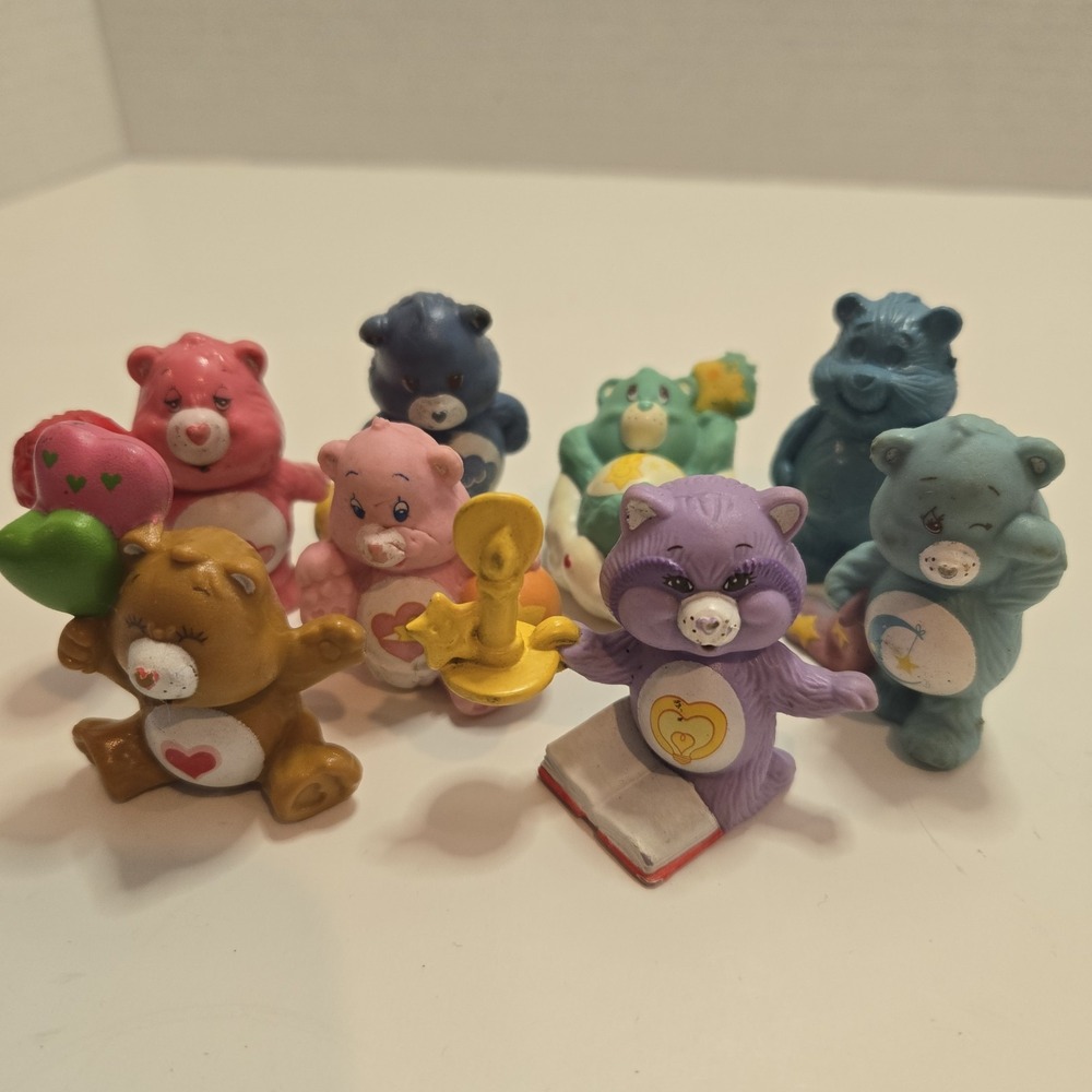 Vintage 80s Care Bears Lot of 8 Mini Figures AGC '83 '84 Rare Toy PVC